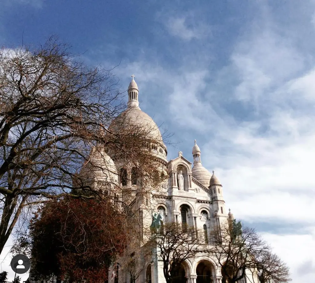 La basilique du Sacré-Cœur entre les arbres